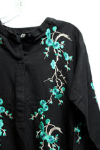 Load image into Gallery viewer, Ethnic by Outfitters - Black w/ Green &amp; Blue Embroidered Tunic Shirt - Size XS
