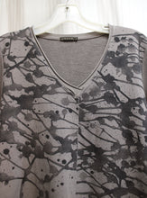 Load image into Gallery viewer, Grizas - V-Neck Asymmetric Hem, Gray Paint Splatter Print Mini Dress - Size S