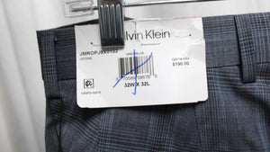 Men's -Calvin Klein - "Jerome" Lightweight, Blue & Gray Plaid - Wool Blend SLIM Fit pants - Size 32  (w/ Tags)