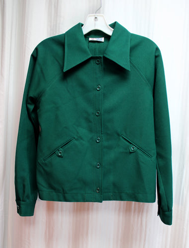 Vintage 1970's - College Town - Green Button Front Shacket w/ Pockets - Size S (Approx See Measurements , 18