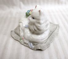 Load image into Gallery viewer, Enesco - Ceramic Cat w/ Flowers on Pillow (Musical )