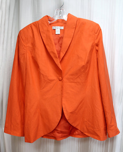 Diane Von Furstenberg Silk Assets - Silk/Linen Orange One Button Blazer - Size L