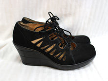 Load image into Gallery viewer, ABeo Bio System -Black Suede Lace Up Platform  Wedge Leather Comfort Shoe - Size 7  (Unworn Condition)