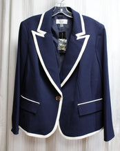 Load image into Gallery viewer, Le Suit - Navy w/ White Piping Nautical Inspired, One Button Blazer - Size 14W (w/ Tag)