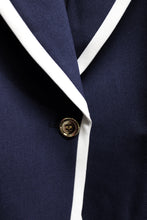 Load image into Gallery viewer, Le Suit - Navy w/ White Piping Nautical Inspired, One Button Blazer - Size 14W (w/ Tag)