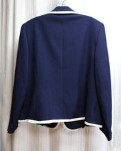 Load image into Gallery viewer, Le Suit - Navy w/ White Piping Nautical Inspired, One Button Blazer - Size 14W (w/ Tag)
