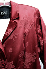 Load image into Gallery viewer, Vintage - D&amp;N (David Cline &amp; Nina K) - Burgundy Rose Jacquard 2PC, Longline Blazer &amp; Matching Pants Suit - Size 10 (Vintage, See Measurements)