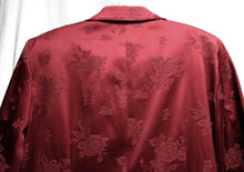 Load image into Gallery viewer, Vintage - D&amp;N (David Cline &amp; Nina K) - Burgundy Rose Jacquard 2PC, Longline Blazer &amp; Matching Pants Suit - Size 10 (Vintage, See Measurements)