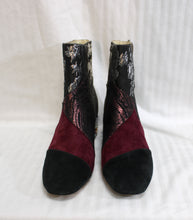 Load image into Gallery viewer, Bettye Muller - &quot;Cyd&quot; Patchwork Boho Boots w/ Jeweled Chunky Heels - Size 9