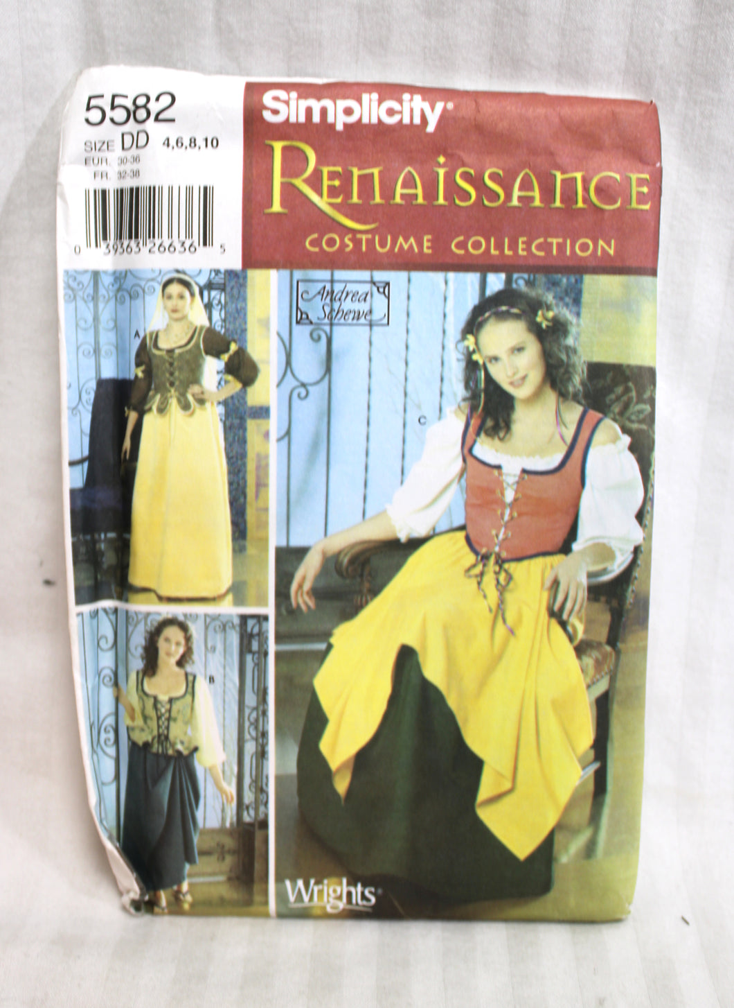 Simplicity - 5582 - Renaissance- Blouse, Vest, Skirt, Bum Roll, Veil - Size DD (4,6,8,10)