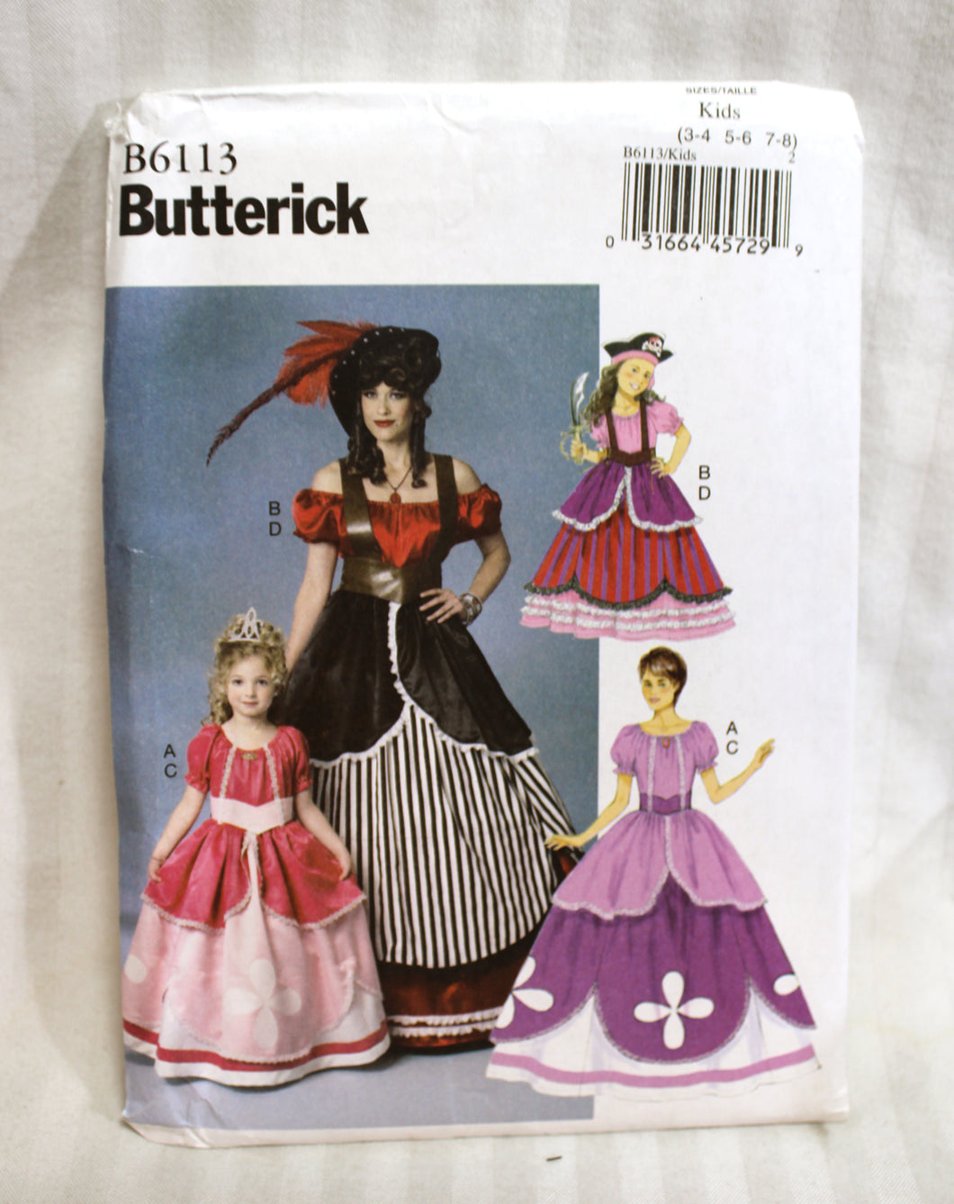 Butterick B6113 - KIDS - Costume Sewing Pattern Size 3-4,5-6, 7-6