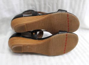 Miz Mooz - Black & Tan, Leather Caged Back Zip Sandal - Size 6