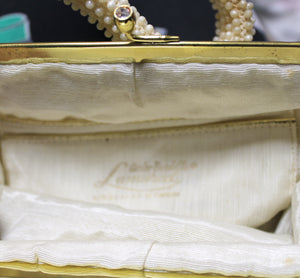Vintage - Lumured Caviar Beaded Purse w/ Rhinestone Clasp