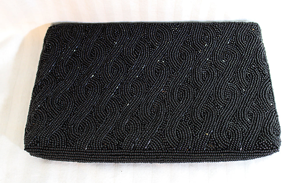 Vintage - Preston & York - Black Beaded Clutch Purse