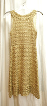 Load image into Gallery viewer, Diane Von Furstenberg - &quot;Adie&quot; Gold w/ Metallic Fleck Crocheted, Sleeveless Short Dress   - Size S