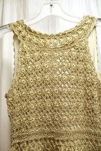 Load image into Gallery viewer, Diane Von Furstenberg - &quot;Adie&quot; Gold w/ Metallic Fleck Crocheted, Sleeveless Short Dress   - Size S