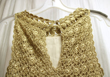 Load image into Gallery viewer, Diane Von Furstenberg - &quot;Adie&quot; Gold w/ Metallic Fleck Crocheted, Sleeveless Short Dress   - Size S
