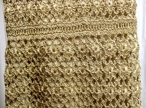 Diane Von Furstenberg - "Adie" Gold w/ Metallic Fleck Crocheted, Sleeveless Short Dress   - Size S