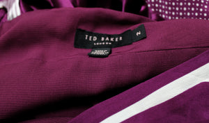 Ted Baker - Purple Circle & Polka Dot, Adjustable Spaghetti Strap Satin Tie Back Belt Midi Dress - Size 2