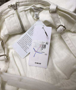 Guess- "Vanna" White Denim, Adjustable Spaghetti Strap Corset Top Stretch Jumpsuit - Size XS (w/ Tags)