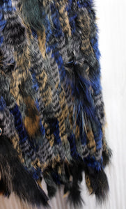 Multicolor Blue & Brown Rabbit Fur  Vest - Size M (see Measurements) (w/ Tag)