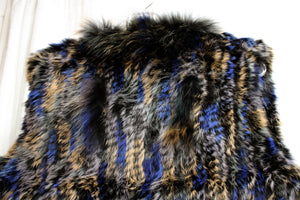 Multicolor Blue & Brown Rabbit Fur  Vest - Size M (see Measurements) (w/ Tag)