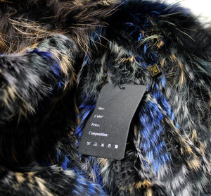 Multicolor Blue & Brown Rabbit Fur  Vest - Size M (see Measurements) (w/ Tag)