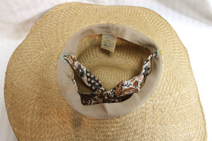 Dorfman Pacific - Straw Sun Hat w/ Tie Scarf (one size)