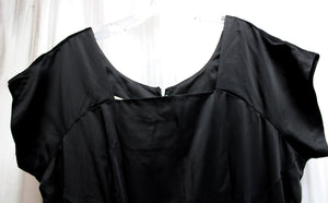 Vintage 1950's- Ricci Originals - Black Satin Dress w/ Bow at Waist - See Measurements 30" Waist