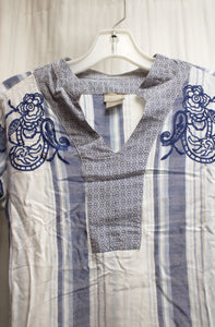 Chico's - 3/4th Sleeve Lightweight Striped & Embroidered Tunic Top - Size 0P (Small/4)