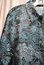 Load image into Gallery viewer, French Laundry - Lightweight Blue Burnout Lace, Button Front Shirt - Size M