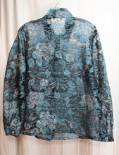 Load image into Gallery viewer, French Laundry - Lightweight Blue Burnout Lace, Button Front Shirt - Size M