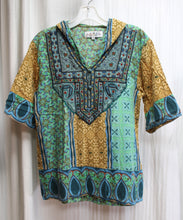 Load image into Gallery viewer, Label Ritu Kumar - Lightweight, Hooded 1/2 Sleeve Embroidered Bohemian Print Tunic Top - Size 4