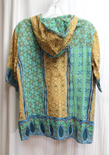 Load image into Gallery viewer, Label Ritu Kumar - Lightweight, Hooded 1/2 Sleeve Embroidered Bohemian Print Tunic Top - Size 4