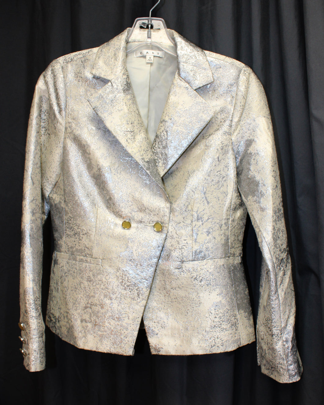 CAbi- Ivory & Silver Metallic Blazer Jacket - Size 0