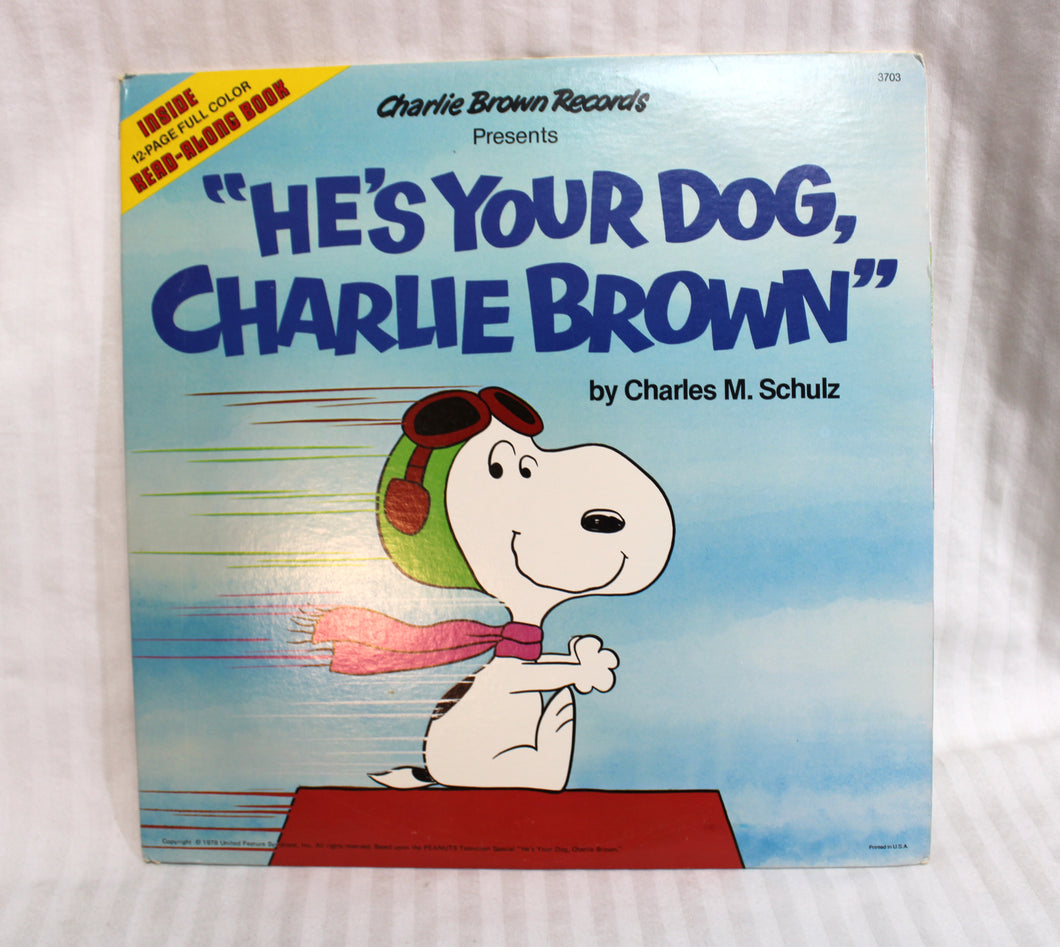 Vintage 1978 - Charlie Brown Records Presents - He's Your Dog Charlie Brown by Charles M. Schulz - United Features - w/ Read-Along Book - LP/Record