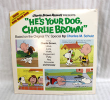 Load image into Gallery viewer, Vintage 1978 - Charlie Brown Records Presents - He&#39;s Your Dog Charlie Brown by Charles M. Schulz - United Features - w/ Read-Along Book - LP/Record