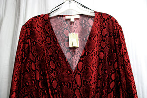 Michael, Michael Kors - Red & Black Snakeskin Print Jersey Midi Dress - Size 2X (w/ TAGS)