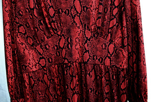 Michael, Michael Kors - Red & Black Snakeskin Print Jersey Midi Dress - Size 2X (w/ TAGS)