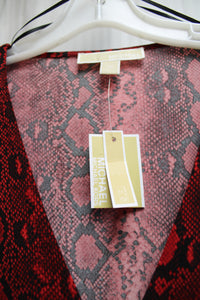 Michael, Michael Kors - Red & Black Snakeskin Print Jersey Midi Dress - Size 2X (w/ TAGS)