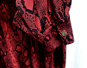 Michael, Michael Kors - Red & Black Snakeskin Print Jersey Midi Dress - Size 2X (w/ TAGS)