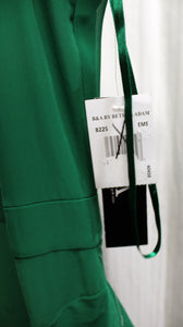 B&A, Betsy & Adam - Emerald Green, Sleeveless Pleated Bodice, Side Ruffle, Sheer Over Short Lining, Special Occasion Maxi Dress - Size 14 (w/ Tags)