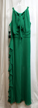 Load image into Gallery viewer, B&amp;A, Betsy &amp; Adam - Emerald Green, Sleeveless Pleated Bodice, Side Ruffle, Sheer Over Short Lining, Special Occasion Maxi Dress - Size 14 (w/ Tags)