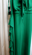 Load image into Gallery viewer, B&amp;A, Betsy &amp; Adam - Emerald Green, Sleeveless Pleated Bodice, Side Ruffle, Sheer Over Short Lining, Special Occasion Maxi Dress - Size 14 (w/ Tags)