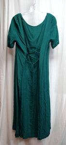 Vintage - Marian & Maral - Green Short Sleeve Lace Up Back, Scrollwork Applique Bodice Dress - Size M