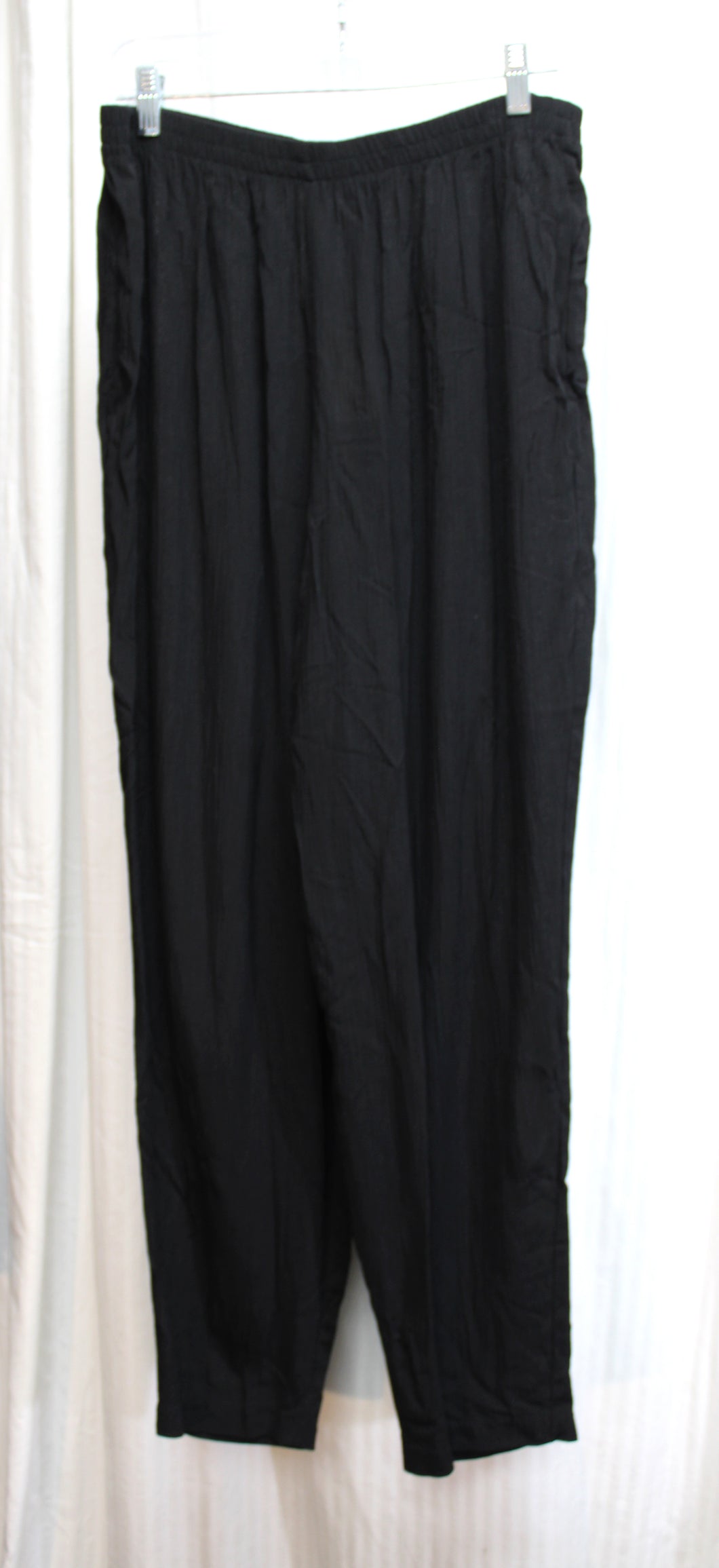 Vintage - Sharon Anthony - Black Crinkle Texture Semi Sheer pants - Size 18 (See Measurements)