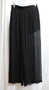 Vintage - Joanie Char - Black Sheer Flowy Pants over Shorts Lining - Size L
