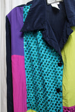 Load image into Gallery viewer, Diane Gilman - 100% Silk, Lightweight, Color Block Button Front Shirt w/ Sequin Detailing - Size 1X