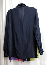 Load image into Gallery viewer, Diane Gilman - 100% Silk, Lightweight, Color Block Button Front Shirt w/ Sequin Detailing - Size 1X