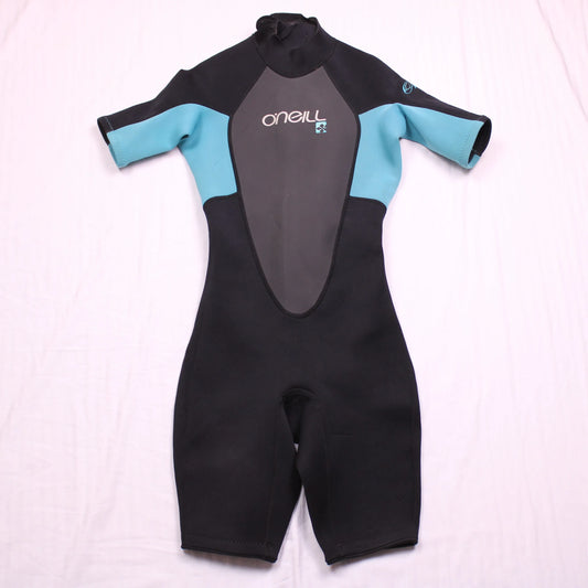 O'Neill - Women's Black/Teal 2:1 Hammer Zip Back Short Wetsuit - Size 4